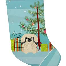 Beige Stockings Caroline's Treasures Merry Christmas Tree Pekingnese Cream Stocking