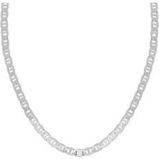 Men - White Gold Necklaces White Gold Solid Flat Mariner Chain Necklace 3mm