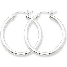 QE4386 Sterling Silver Rhodium-Plated Hoop Earrings