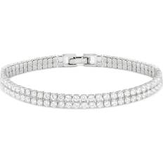 Femme - Or Blanc Bracelets Shashi Double Row Tennis Bracelet Silver