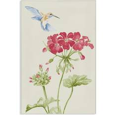 Geraniums & Hummingbird Canvas Wall 24 x 36 Framed Art