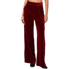 Terciopelo Pantalones Burgundy Velvet High Rise Trouser Pants - Womens