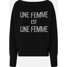 Seta Maglioni Pinko Une Femme Wool Boat Pullover - Noir/Blanc