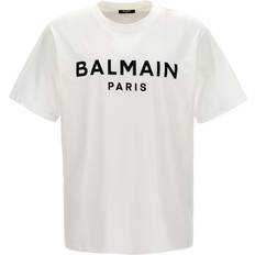 Balmain Man T-shirts Balmain Katoenen T-shirt Met Logoprint - Bianco/Nero