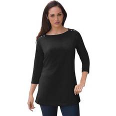 Jessica London Blouses Jessica London Plus Size Women's Stretch Cotton Boatneck Tunic - Black