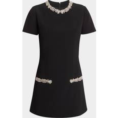 Balmain L Kjoler Balmain Embroidered Crepe Shift Dress - Black