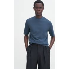 Filippa K Men T-shirts Filippa K Mock Neck Cotton Tee - Blue