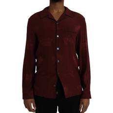 Dolce & Gabbana Red Shirts Dolce & Gabbana Silk Crown Jacquard Shirt Brown