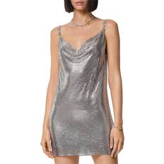 Embroidery - Short Dresses Versace Women's Aluminum Metal Mesh Mini Dress - Nickel