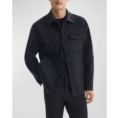 Lana Chaquetas Theory Wool-Cashmere Houndstooth Shirt - Black Multi