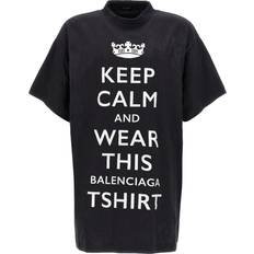 Balenciaga Oberteile Balenciaga Keep Calm T Shirt - Bianco/Nero/Donna