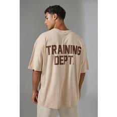 boohooMAN Training Dept Oversized T-shirt - Beige