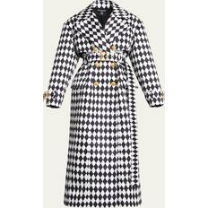 Balmain Diamond Print Belted Trench Coat - White