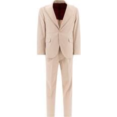 Cotton Suits Brunello Cucinelli Single Breasted Suit - Beige Uomo