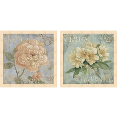 Wall Decorations Vintage Fragrance B Set of 2 13.25 H x 13.25 W x 1.0 D Framed Art