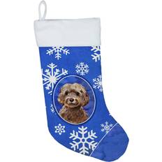 Brown Stockings Caroline's Treasures Winter Snowflakes Brown Cockapoo Christmas-Stockings Multicolor Stocking