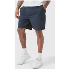 Chinoshortsit - Sininen boohooMAN Plus Fixed Waist Chino Shorts - Navy