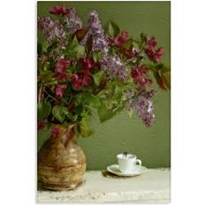 Flowers & Teacup Canvas Wall 24 x 36 Framed Art