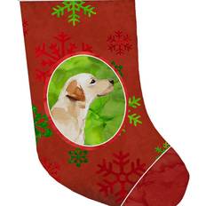 Yellow Stockings Caroline's Treasures CK3995CS Christmas Snowflakes Labrador Retriever Yellow Stocking