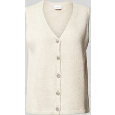 Vila Damen Westen Vila LYLA V-Neck Knit Button Top - Beige