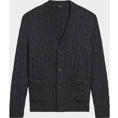 Cachemira Ropa Theory Men's Wool-Cashmere Cable Cardigan - Pestle Melange