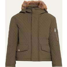 Burberry Green Jackets Burberry Short Quilted Jacket with Faux Fur Hood - Green