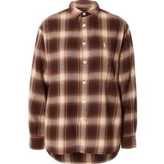 Marrón Blusas Relaxed Fit Plaid Shirt - Brown