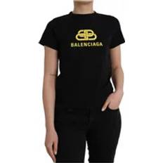 Balenciaga T-shirts Balenciaga Cotton Crew Neck T-Shirt with Logo Print - Black