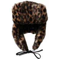 Dolce & Gabbana Unisex Hats Dolce & Gabbana Leopard Fur Trapper Hat Brown