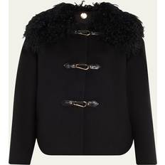 Kobi Halperin Shirley Shearling Collar Coat - Black