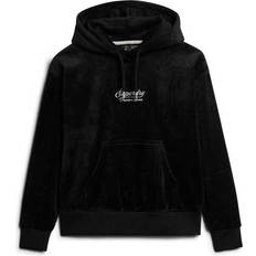 Superdry Country Club Løstsiddende Hættetrøje Velour - Sort