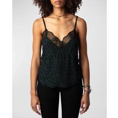 Zadig & Voltaire Toppe Zadig & Voltaire Blonde Camisole Top Sort/Mørkegrøn Blonde