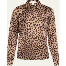 Leopard Skjortor Michael Kors Hansen Leopard Silk Button-Front Shirt - Cappuccino