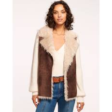 Pelliccia sintetica Gilet Ramy Brook Finney Reversible Faux Leather Vest - Desert Brown Shearling