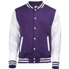 Purple - Unisex Outerwear AWDis Unisex Varsity Jacket - Purple/White