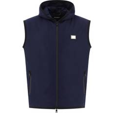 Dolce & Gabbana Blue Vests Dolce & Gabbana Men's Hooded Sports Vest Blue