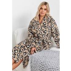 Femme - Marron Vêtements de nuit Yours Leopard Print Shawl Dressing Gown - Beige/Brown