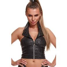 Elastan/Lycra/Spandex Korsetts Demoniq Bustier Neckholder - Black Rose