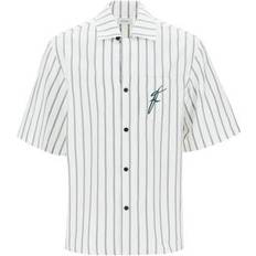 Ferragamo Tops Ferragamo Striped Bowling Shirt with Button - Bianco