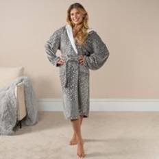 One Size Sleepwear OHS Silver Foil Star Dressing Gown - Light Grey