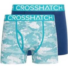 Boxers - Turquoise Men's Underwear Crosshatch Kamzon Boxer Shorts Pack of 2 - Teal