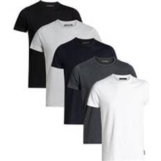 French Connection Five Pack Crew T-Shirts 5 Pack - Black/White/Marine/Light Grey Melange/Charcoal