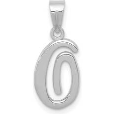 Finest Gold Script Letter O Initial Pendant - White Gold