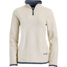 Weird Fish Beye Grid Eco Friendly Quarter Zip Fleece Top - Ecru
