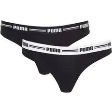 Mujer - Negro Ropa interior de hombre Puma Striped Logo Mid-Rise Strings 2-Pack - Black