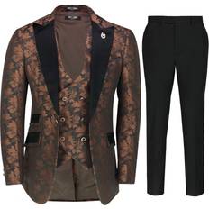 Xposed Vintage Paisley Tuxedo Jacket 3 Piece - Brown