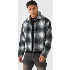 boohooMAN Karierte Harrington-Jacke - Schwarz