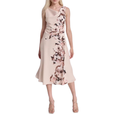 Beige - Women Dresses DKNY Women's Cowlneck Sleeveless Fit & Flare Dress - Elegant Beige Multi