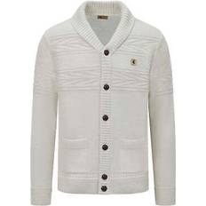 Man - Polyester Cardigans Gabicci Jay Long Sleeve Textured Knit Cardigan - Cream