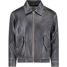 Leather Jackets - Unisex Dunst Black Spread Collar Leather Jacket - Brushed Black